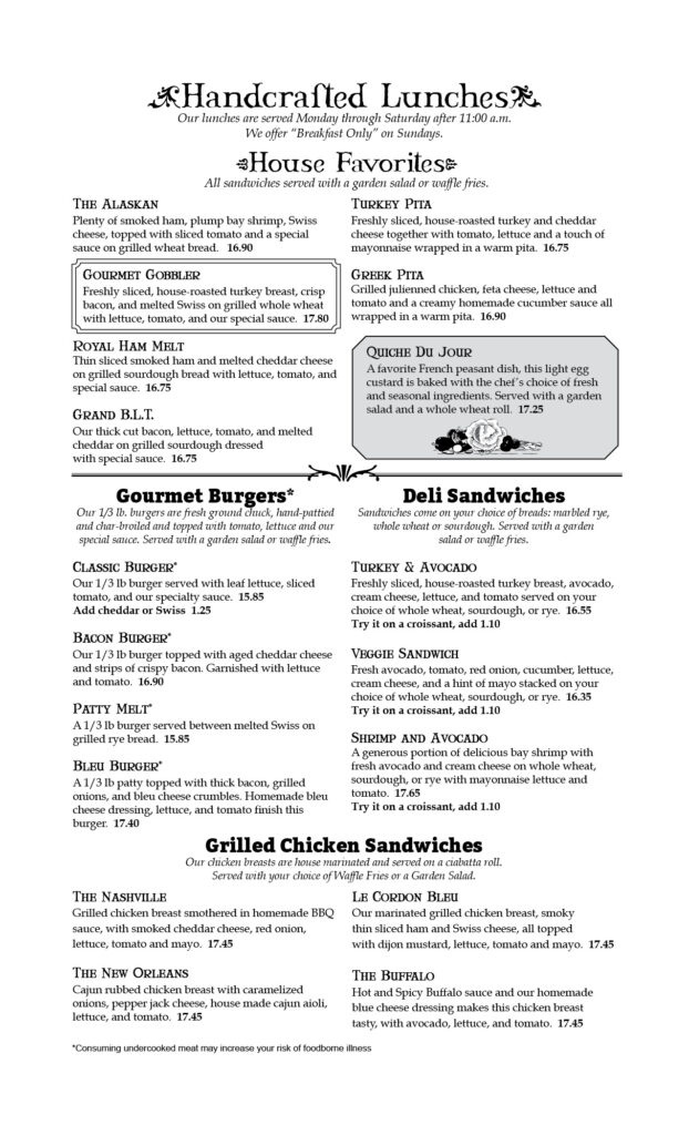 Lunch Menu Page 1